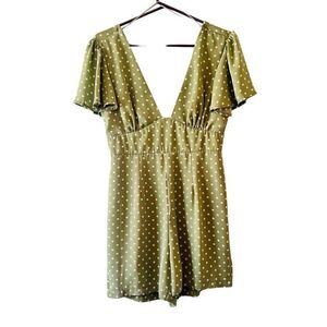 Spring Green Polka Dot Short Romper Size Small